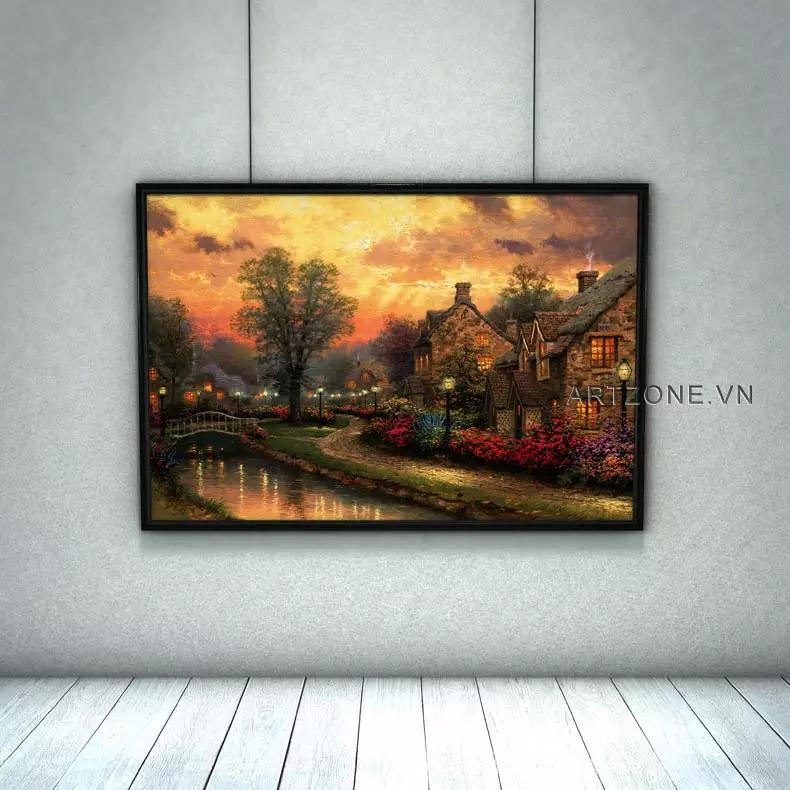 Tranh vải Canvas phong cảnh treo tường Nhà liền kề Giá rẻ 120X90 P/N: AZ1-0070-KC-CANVAS-120X90