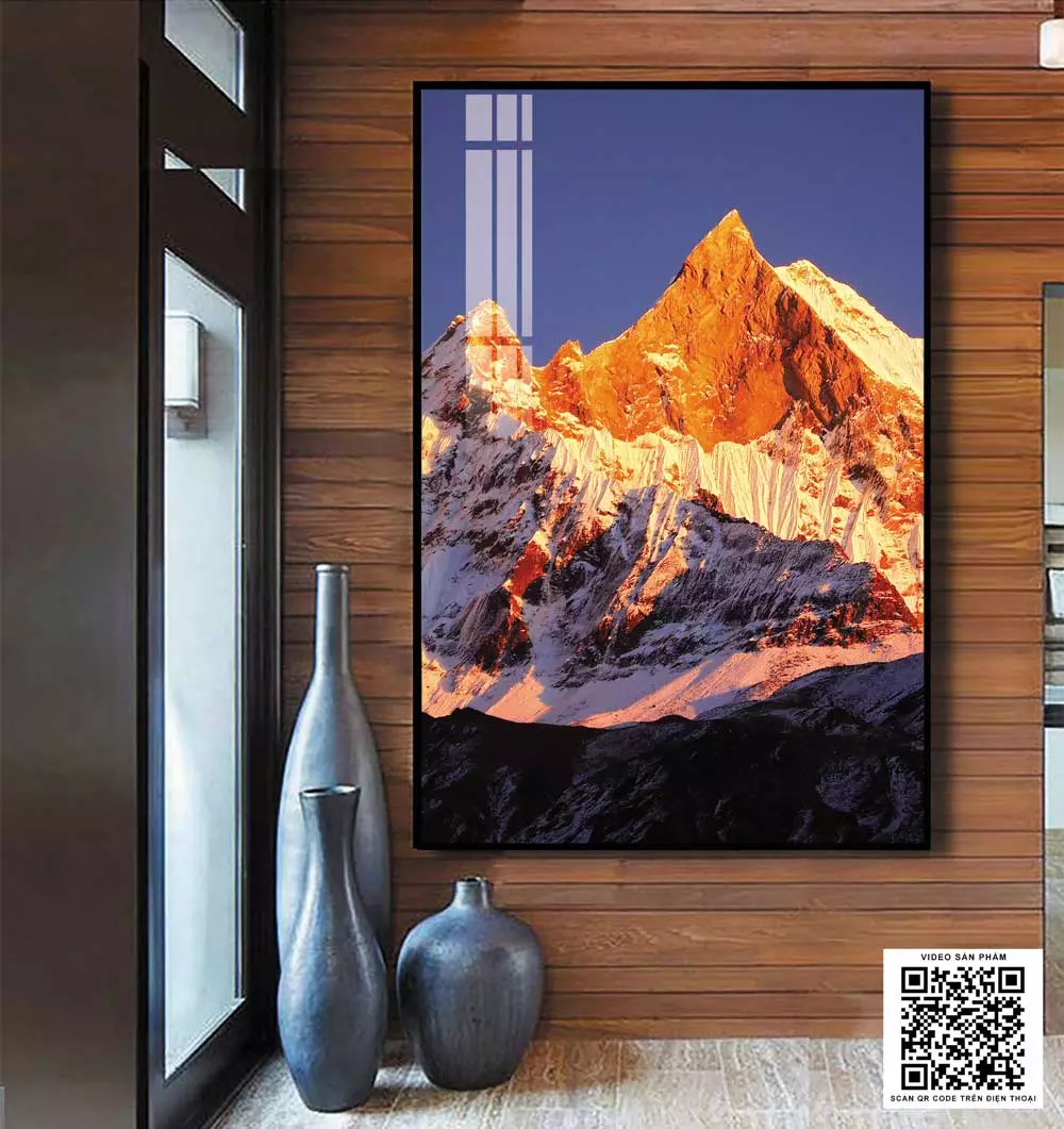 Tranh Canvas phong cảnh Dãy Núi vàng hùng vĩ hợp mệnh thổ mệnh kim in trên vải Canvas