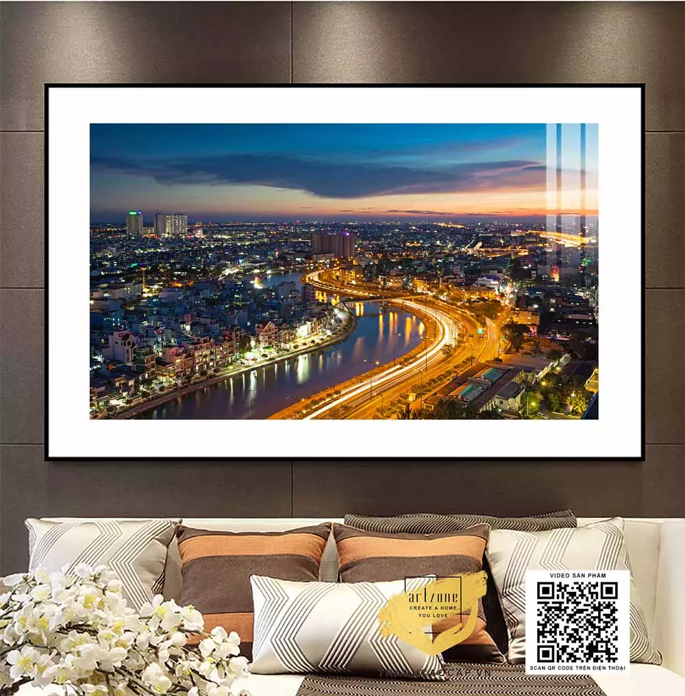 Tranh Canvas phong cảnh Thành phố Đà Nẵng về đêm in trên vải Canvas