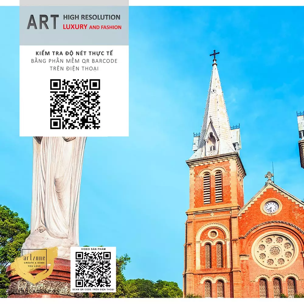 Nội dung Tranh Canvas phong cảnh Nhà thờ đức bà Sài Gòn