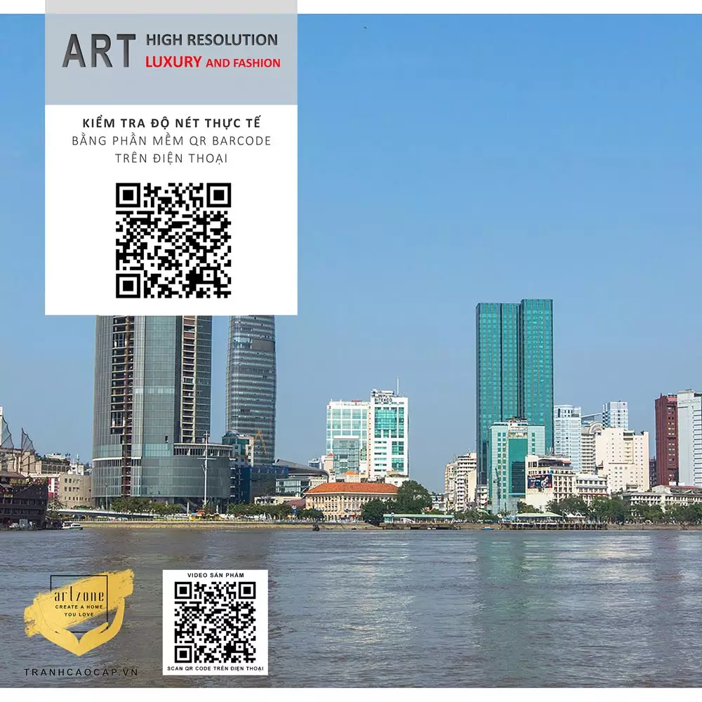Nội dung Tranh Canvas phong cảnh Thành phố ven sông Sài Gòn