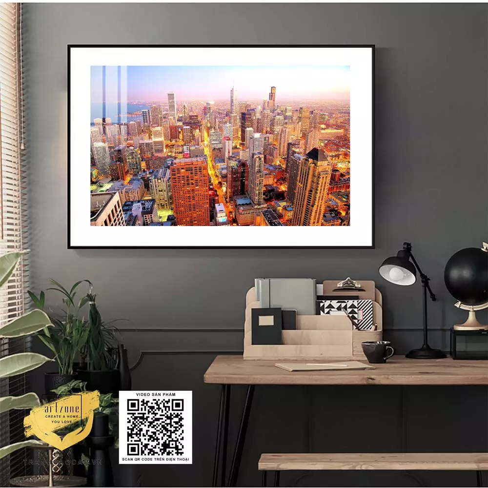Tranh phong cảnh trang trí in trên Canvas Phòng ngủ Giá rẻ Size: 90X60 P/N: AZ1-1101-KC-CANVAS-90X60