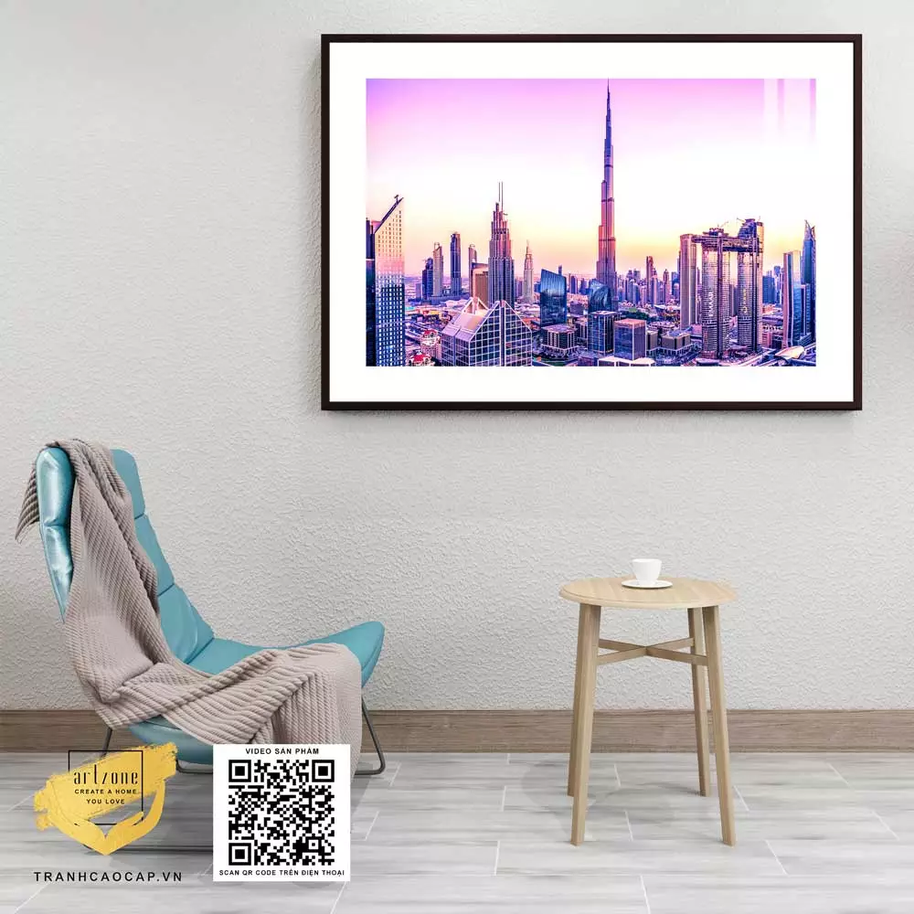 Tranh Canvas phong cảnh Thành phố dubai hiện đại in trên vải Canvas