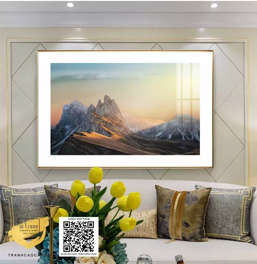 Tranh Canvas phong cảnh Dãy núi Himalaya hùng vĩ dưới ánh hoàng hôn in trên vải Canvas