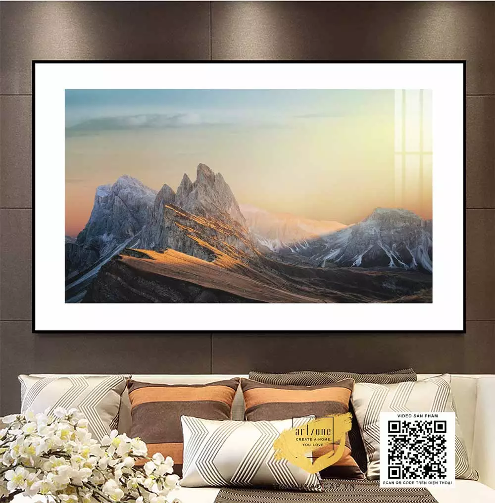 Tranh Canvas phong cảnh Dãy núi Himalaya hùng vĩ dưới ánh hoàng hôn in trên vải Canvas