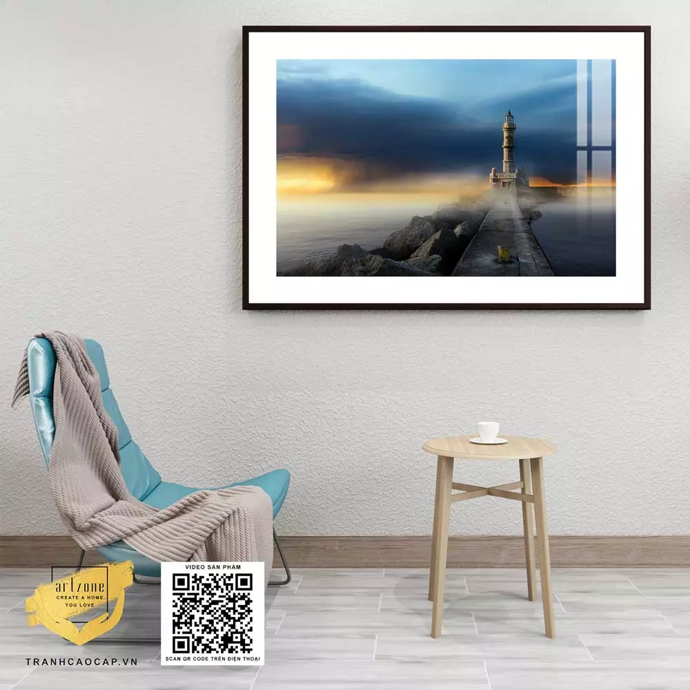 Tranh Canvas phong cảnh Ngọn hải đăng trên biển in trên vải Canvas