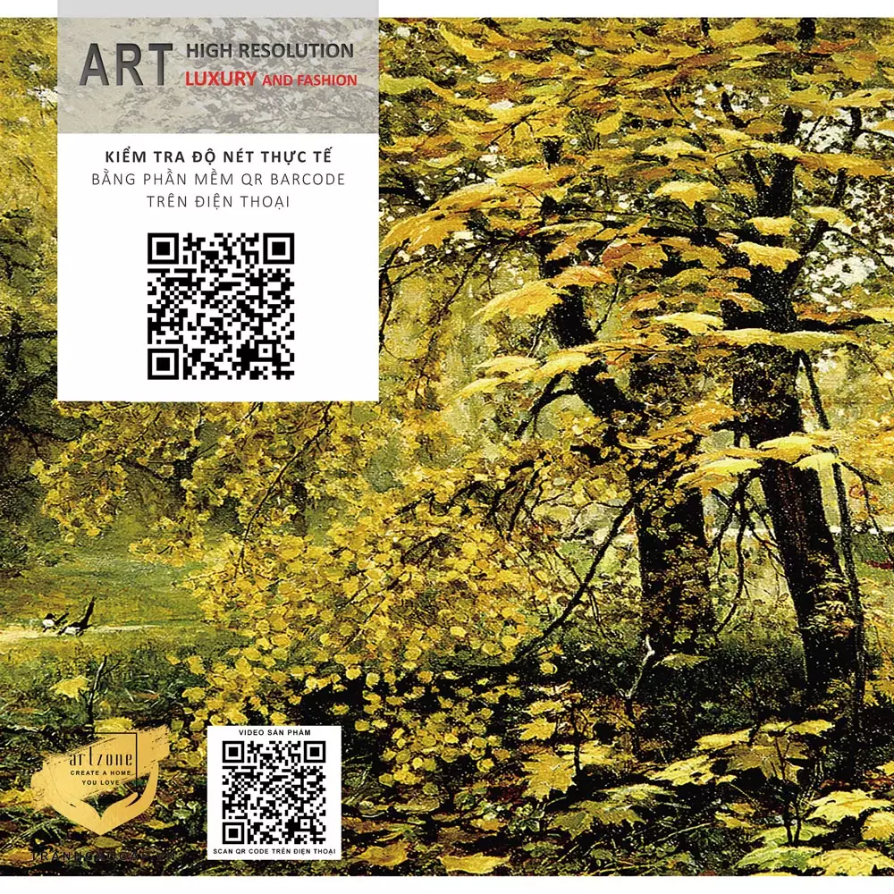 Nội dung Tranh Canvas phong cảnh Rừng cây lá vàng mùa thu