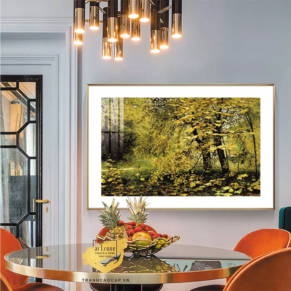 Tranh Canvas phong cảnh Rừng cây lá vàng mùa thu in trên vải Canvas