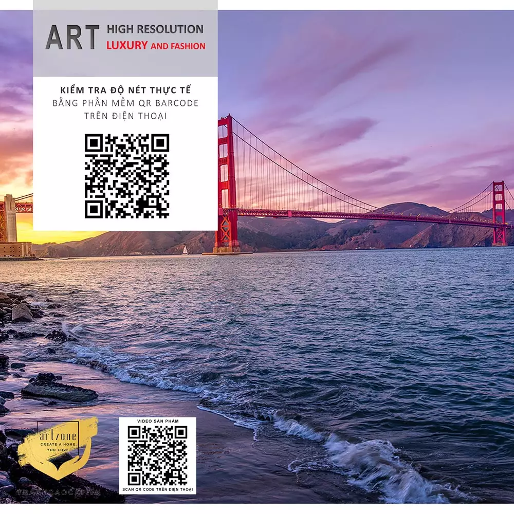 Nội dung Tranh Canvas phong cảnh Cây cầu cổng vàng ở San Francisco