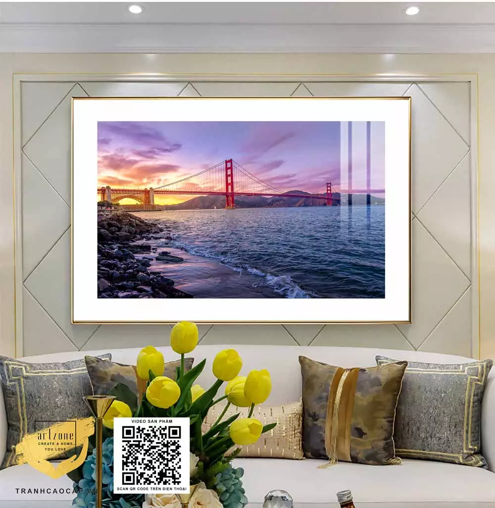 Tranh Canvas phong cảnh Cây cầu cổng vàng ở San Francisco in trên vải Canvas
