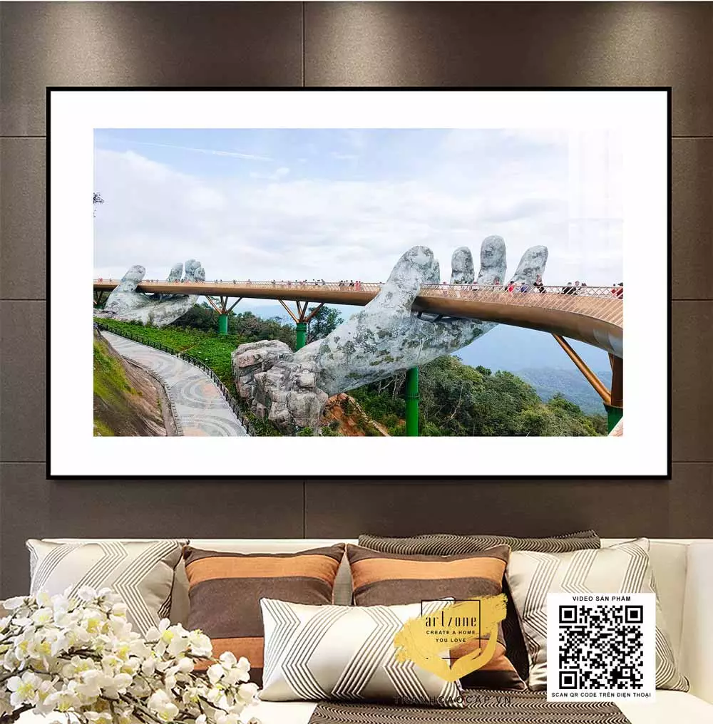 Tranh Canvas phong cảnh Cây cầu Bàn tay ở Đà Nẵng in trên vải Canvas