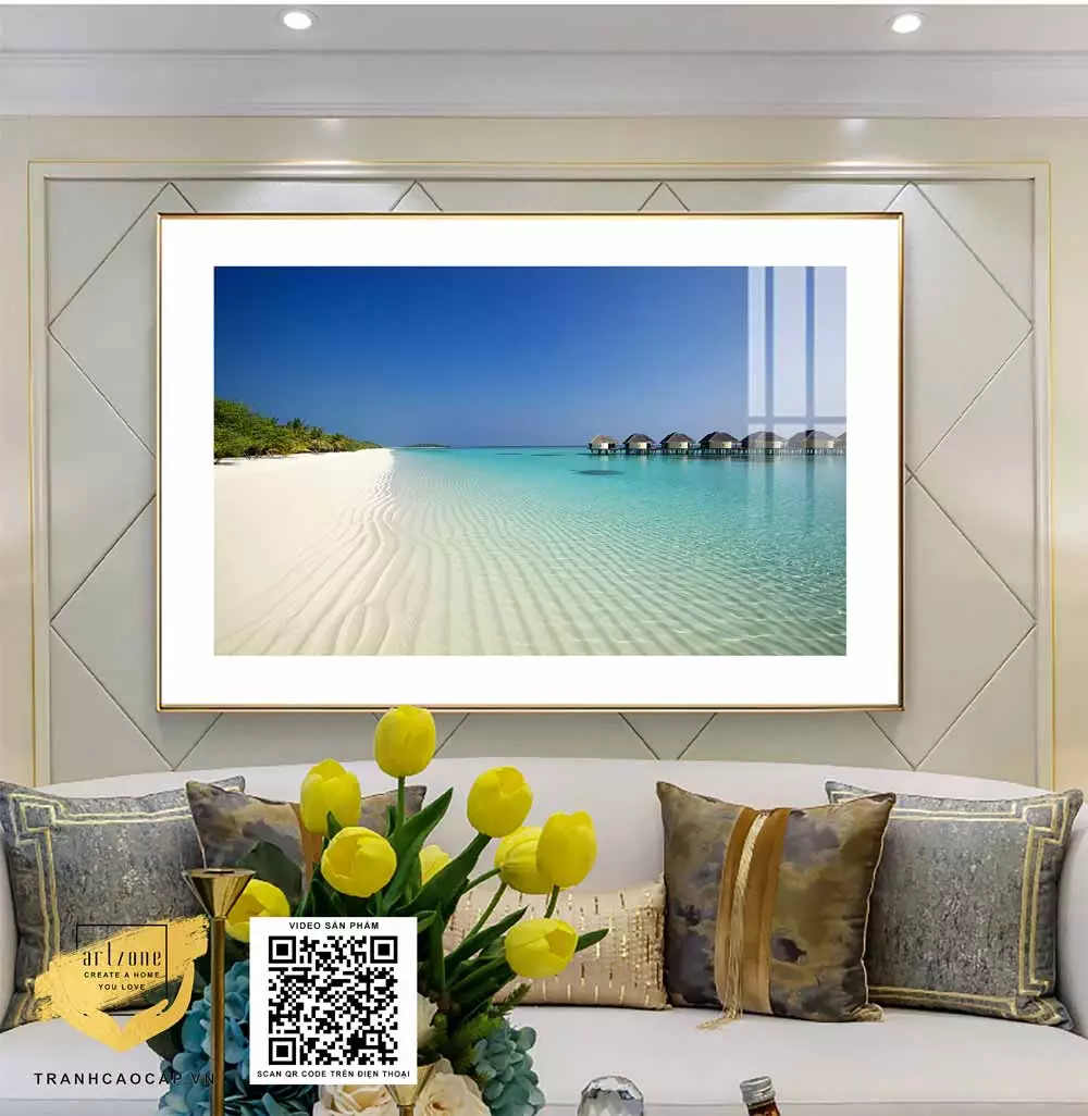 Tranh Canvas phong cảnh Đảo Maldives xinh đẹp in trên vải Canvas