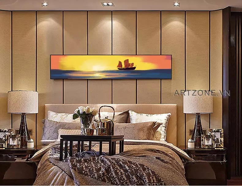 Tranh treo tường phòng ngủ in trên Canvas Chung cư Giá rẻ Size: 135X45 P/N: AZ1-0013-KN-CANVAS-135X45