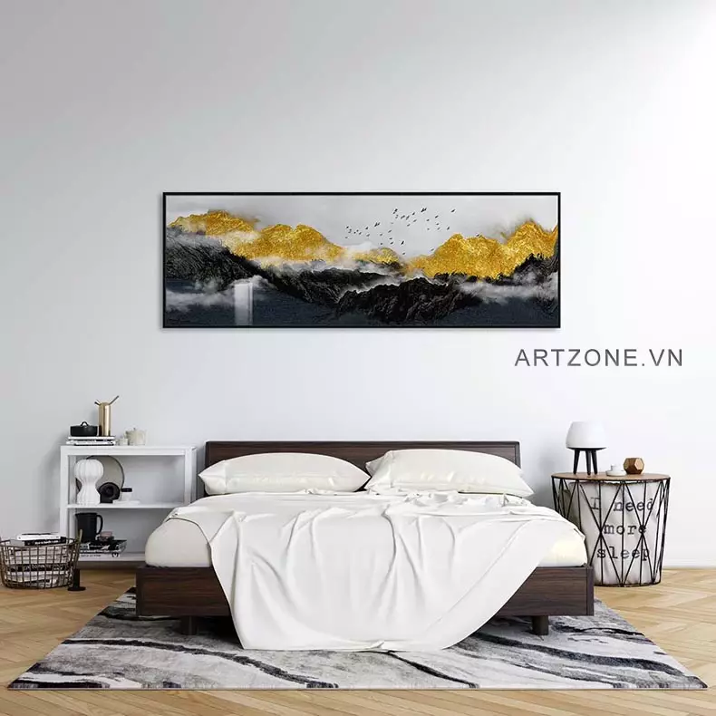 Tranh phong cảnh Núi vàng in trên Vải Canvas