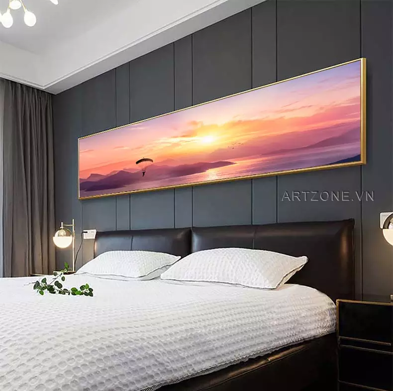 Tranh Decor phòng ngủ khách sạn Đẹp in trên vải Canvas Size: 120*40 cm P/N: AZ1-0097-KN-CANVAS-120X40