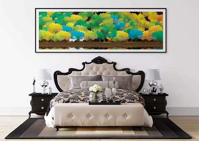 Tranh treo tường phòng ngủ Giá rẻ in trên Canvas Size: 150X50 cm P/N: AZ1-0202-KN-CANVAS-150X50