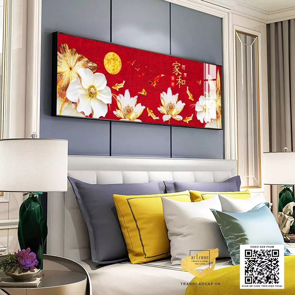 Tranh trang trí phòng ngủ chung cư cao cấp Canvas Size: 120*40 cm P/N: AZ1-0586-KN-CANVAS-120X40
