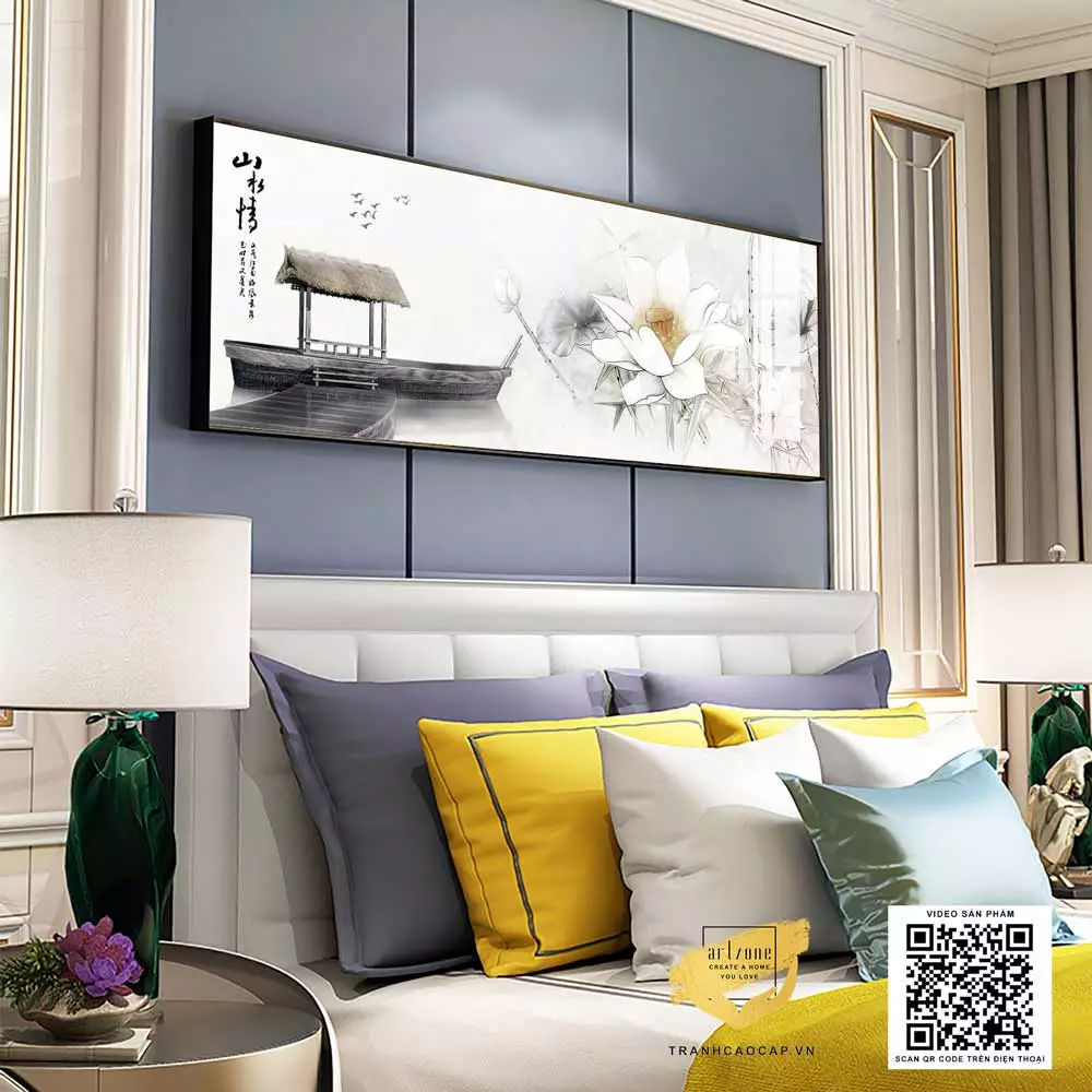 Tranh vải Canvas treo tường phòng ngủ khách sạn Bền 150X50 P/N: AZ1-0587-KC5-CANVAS-150X50