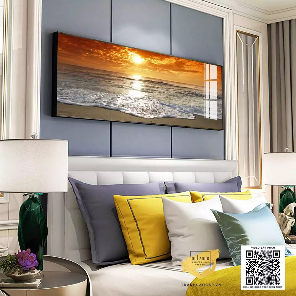 Tranh Decor in trên vải Canvas phòng ngủ khách sạn Nhẹ nhàng 150*50 cm P/N: AZ1-0592-KN-CANVAS-150X50