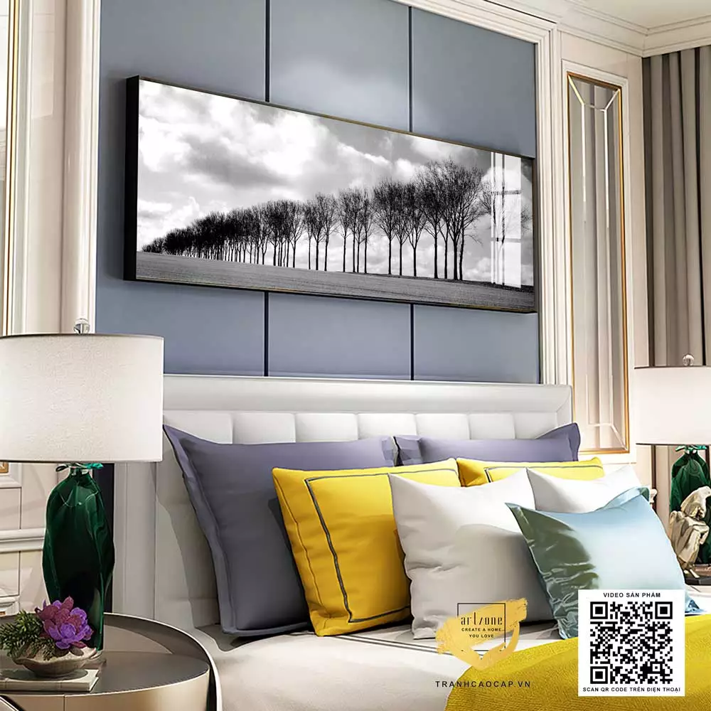Tranh vải Canvas trang trí phòng ngủ chung cư cao cấp Chất lượng cao 135X45 P/N: AZ1-0598-KN-CANVAS-135X45