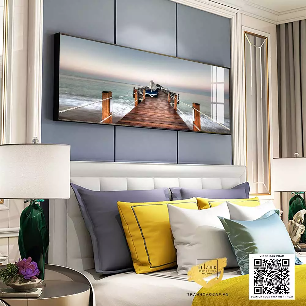 Tranh trang trí phòng ngủ khách sạn Đẹp Mica Size: 150*50 cm P/N: AZ1-0616-KN-MICA-150X50