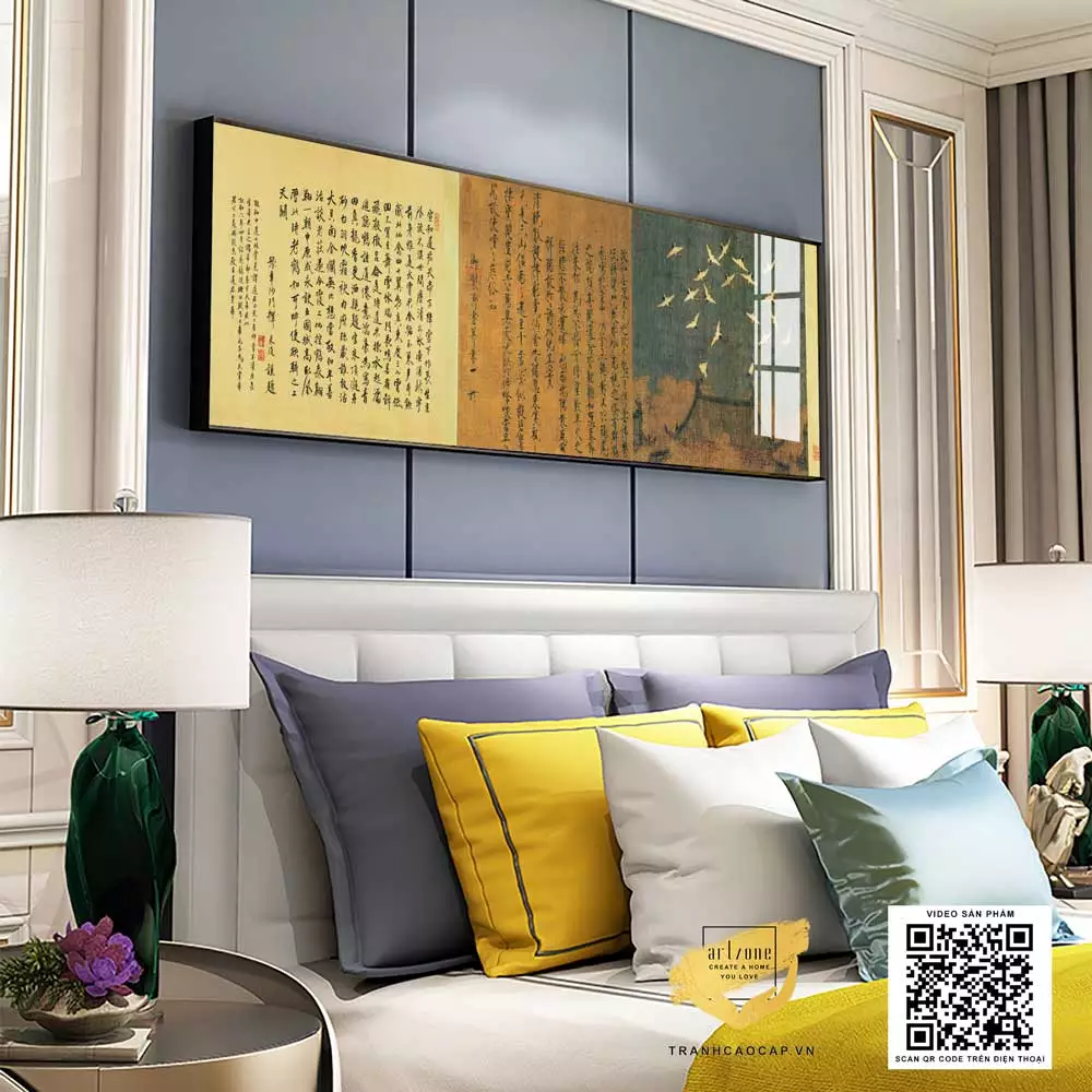 Tranh trang trí phòng ngủ in trên vải Canvas Chung cư Giá rẻ Size: 135*45 P/N: AZ1-0623-KN-CANVAS-135X45