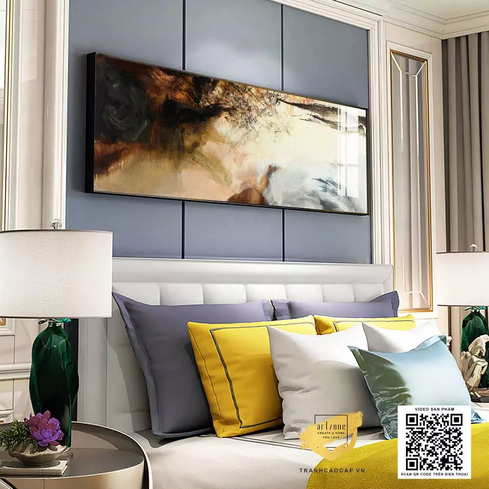 Tranh treo tường phòng ngủ chung cư cao cấp Tinh tế in trên Canvas Size: 165X55 cm P/N: AZ1-0630-KC5-CANVAS-165X55
