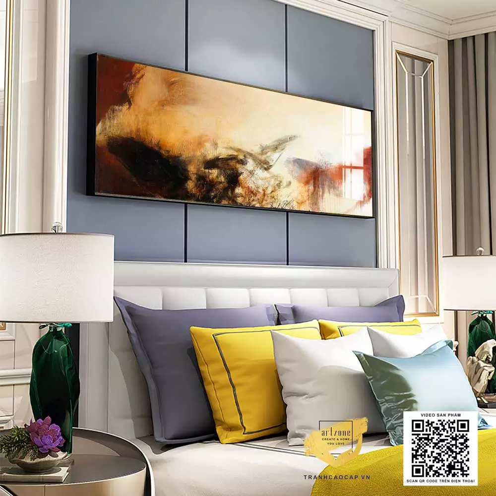 Tranh trang trí phòng ngủ khách sạn Tinh tế in trên Canvas Size: 195X65 cm P/N: AZ1-0631-KC5-CANVAS-195X65