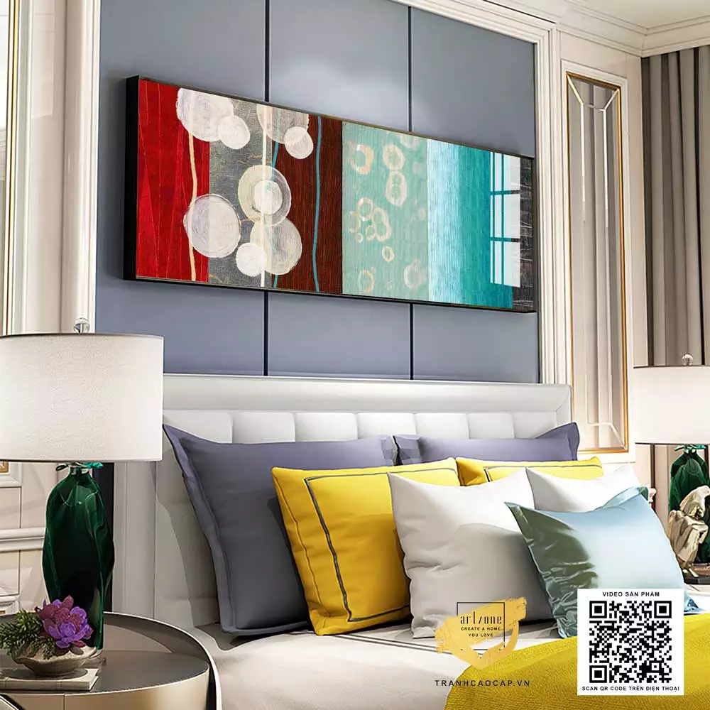 Tranh treo tường phòng ngủ Chung cư Đẹp in trên Canvas Size: 150X50 cm P/N: AZ1-0633-KN-CANVAS-150X50