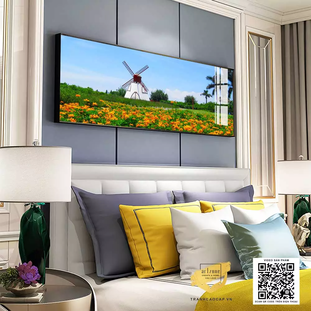 Tranh Decor vải Canvas phòng ngủ khách sạn Nhẹ nhàng 150X50 cm P/N: AZ1-0646-KN-CANVAS-150X50