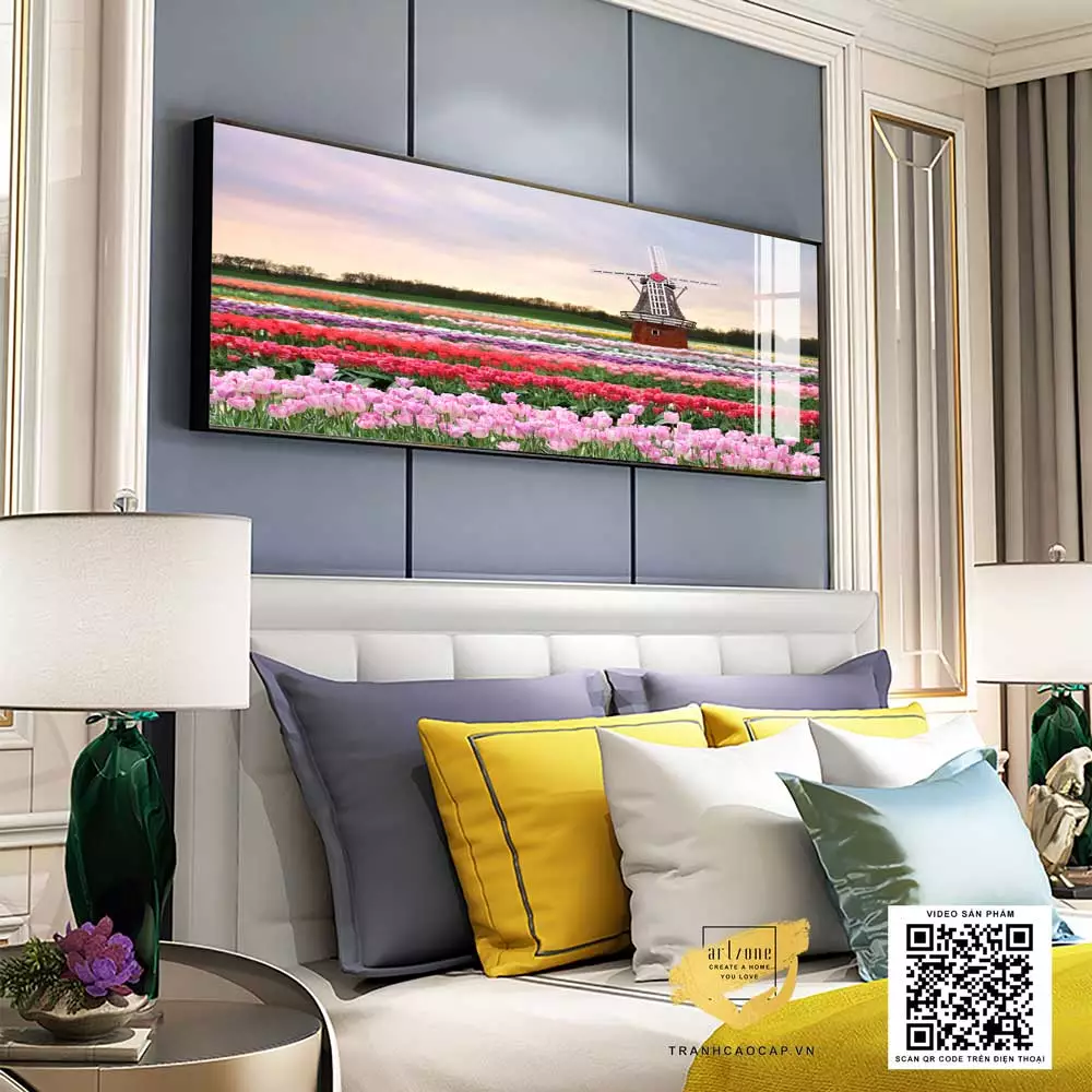 Tranh Canvas trang trí phòng ngủ chung cư cao cấp Chất lượng cao 135*45 P/N: AZ1-0652-KN-CANVAS-135X45