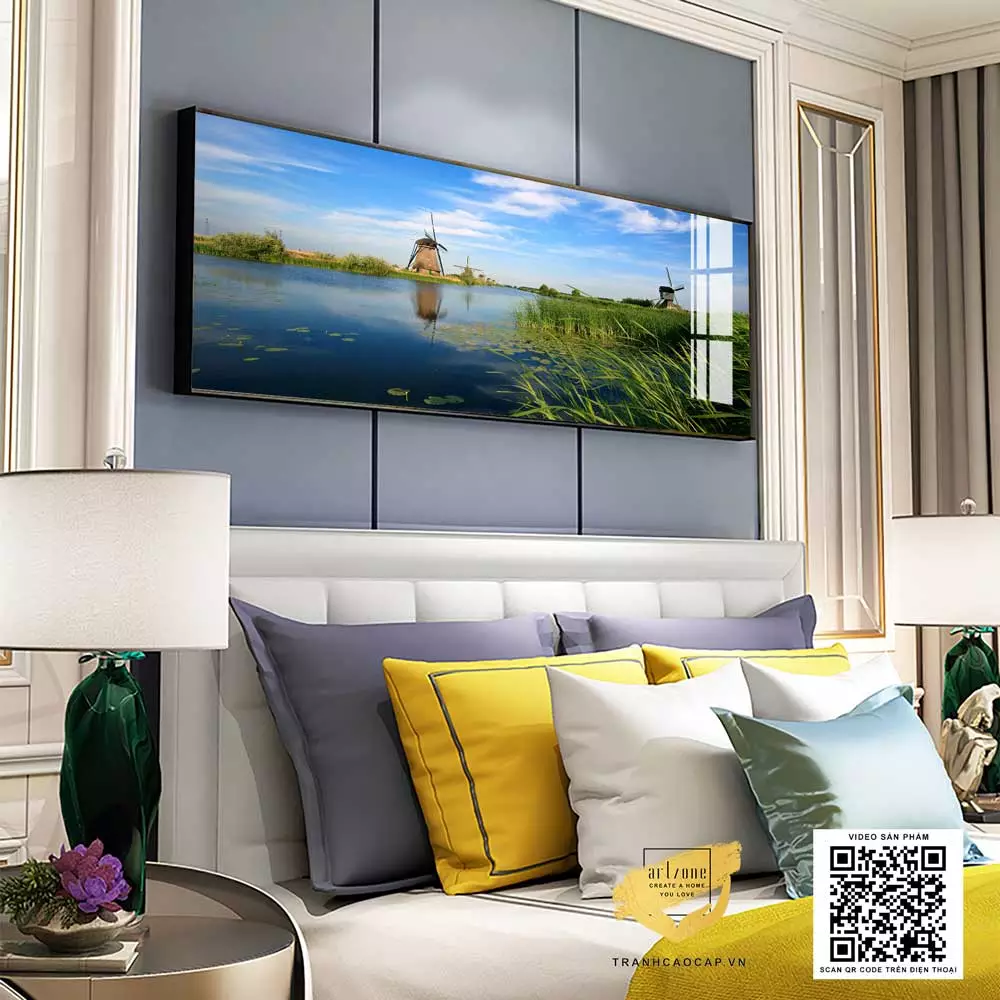 Tranh treo tường phòng ngủ chung cư cao cấp Tinh tế in trên vải Canvas Size: 150*50 cm P/N: AZ1-0655-KN-CANVAS-150X50