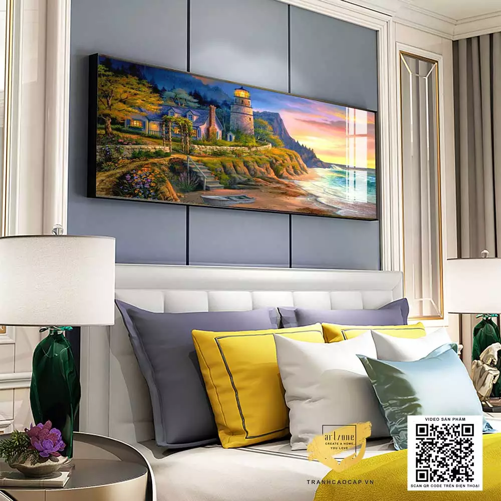 Tranh trang trí in trên vải Canvas phòng ngủ chung cư cao cấp Nhẹ nhàng 120*40 cm P/N: AZ1-0663-KN-CANVAS-120X40