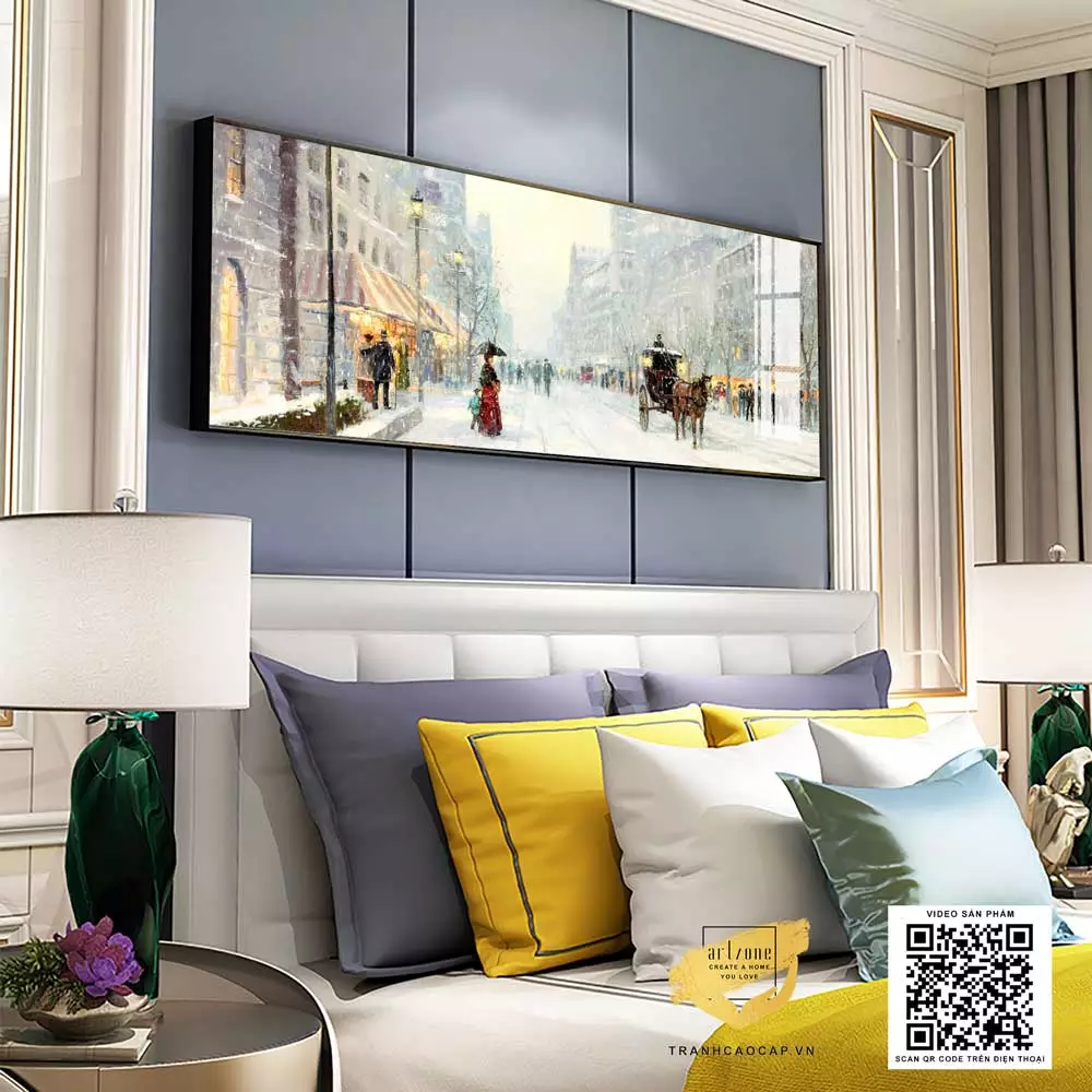 Tranh Decor phòng ngủ in trên vải Canvas chung cư cao cấp Size: 180*60 P/N: AZ1-0669-KC5-CANVAS-180X60