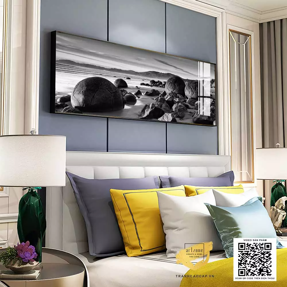 Tranh Canvas trang trí phòng ngủ khách sạn 135*45 P/N: AZ1-0676-KN-CANVAS-135X45