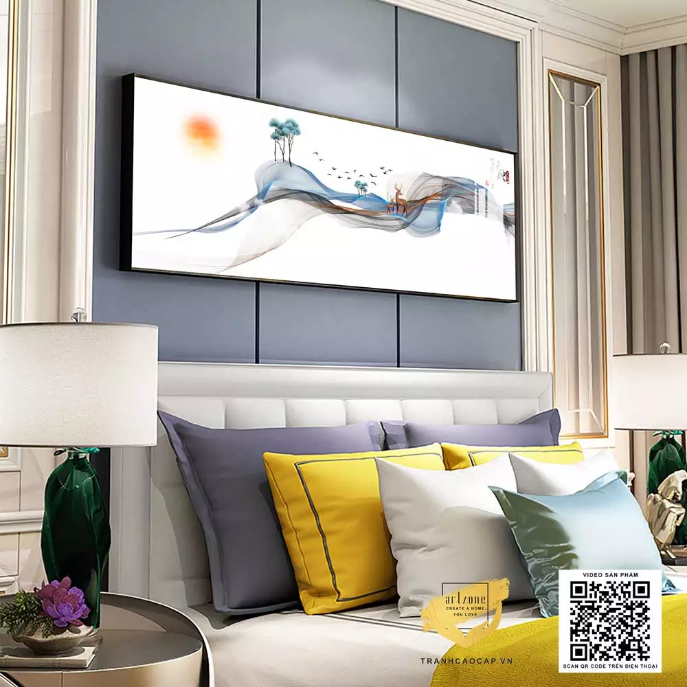 Tranh trang trí phòng ngủ in trên vải Canvas chung cư cao cấp Đơn giản Size: 150*50 P/N: AZ1-0692-KC5-CANVAS-150X50
