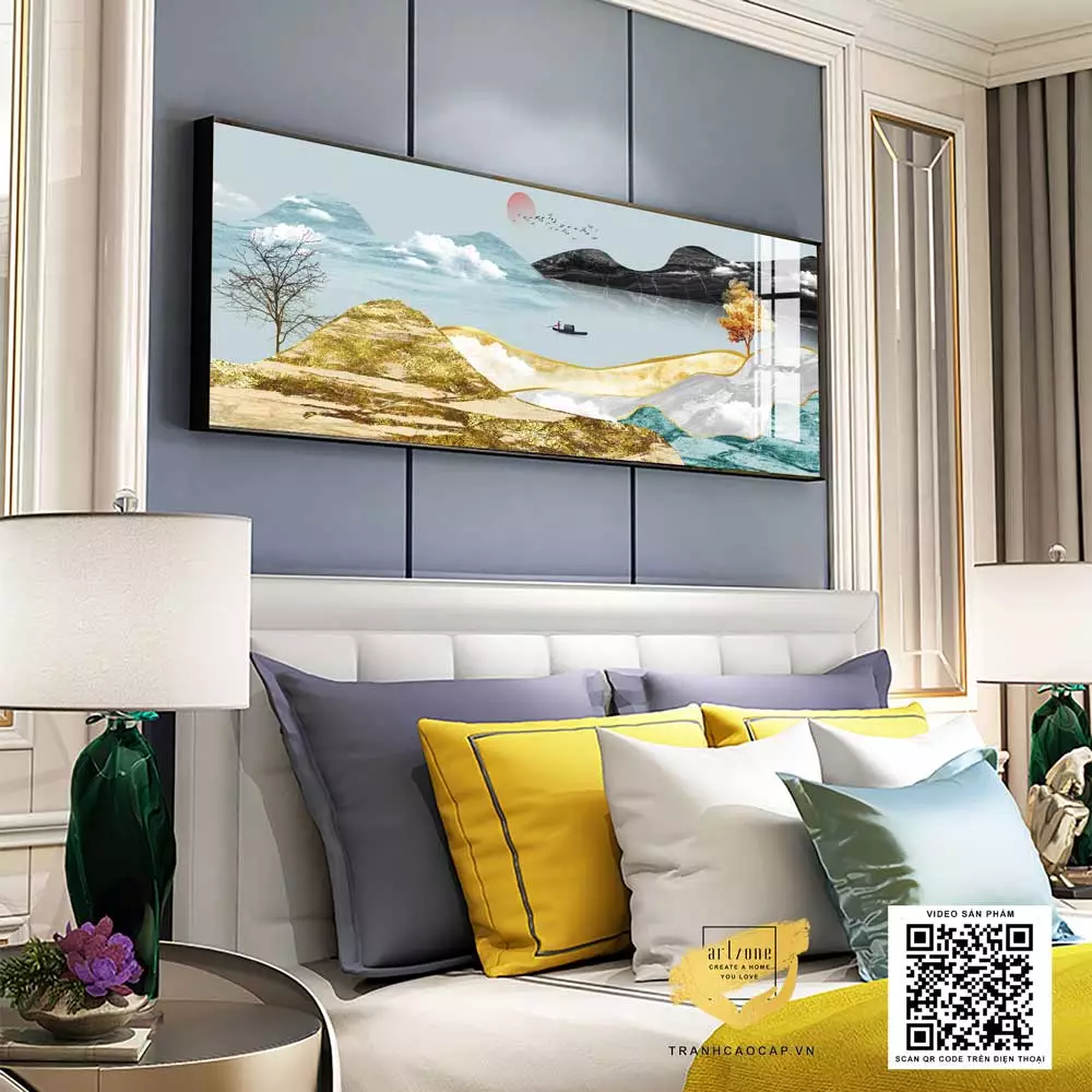 Tranh Decor phòng ngủ in trên vải Canvas khách sạn Đơn giản Size: 180*60 P/N: AZ1-0693-KC5-CANVAS-180X60