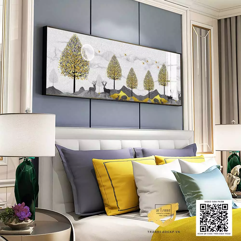 Tranh treo tường phòng ngủ chung cư cao cấp Đẹp Decal Size: 150*50 cm P/N: AZ1-0701-KN-DECAL-150X50