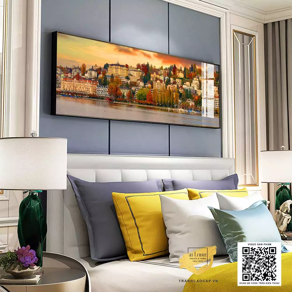 Tranh Decor phòng ngủ chung cư cao cấp Tinh tế Canvas Size: 150*50 cm P/N: AZ1-0707-KN-CANVAS-150X50