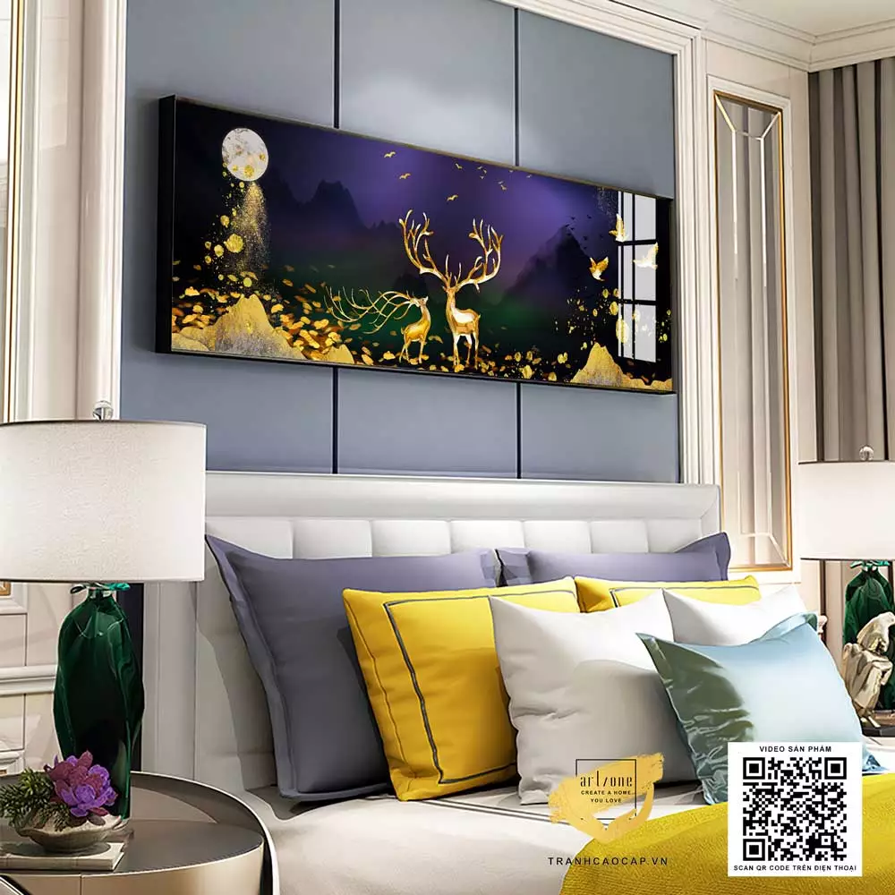 Tranh treo tường phòng ngủ chung cư cao cấp Tinh tế vải Canvas Size: 150X50 cm P/N: AZ1-0709-KN-CANVAS-150X50