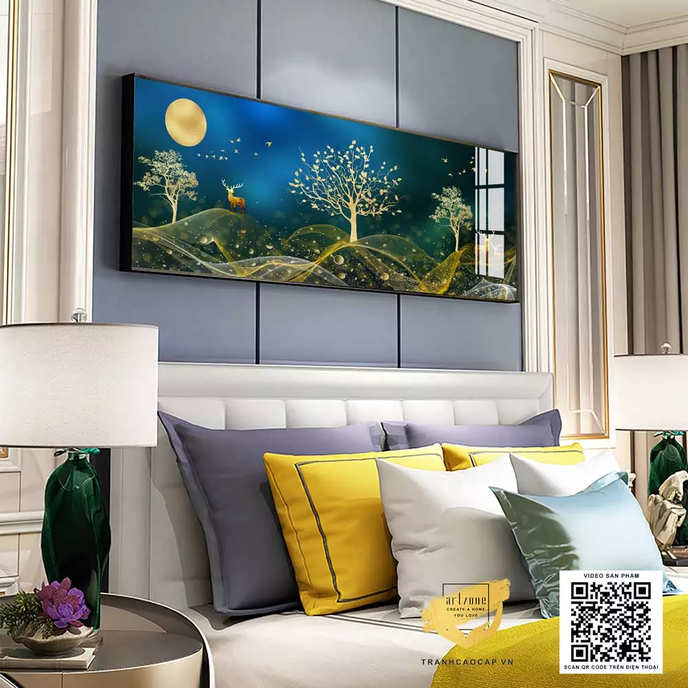 Tranh Decor Canvas phòng ngủ khách sạn Nhẹ nhàng 165*55 cm P/N: AZ1-0729-KC5-CANVAS-165X55