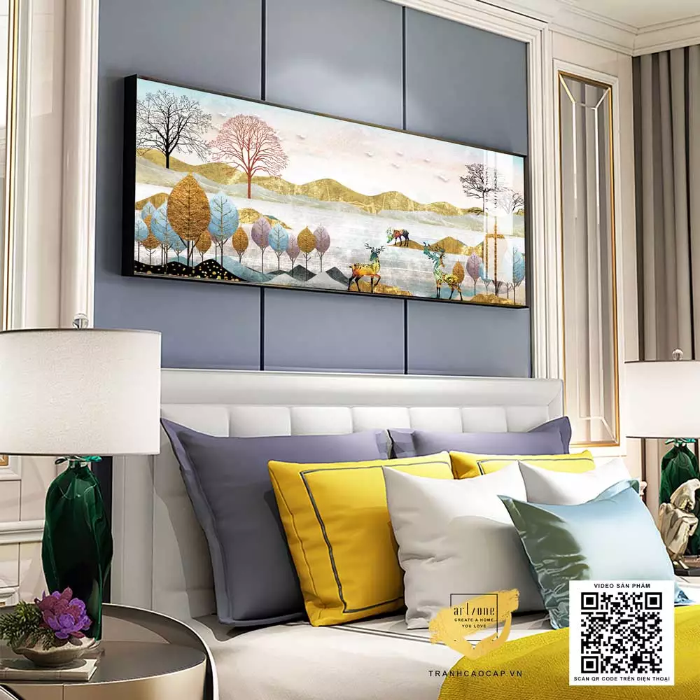 Tranh vải Canvas Decor phòng ngủ Chung cư Bền 180X60 P/N: AZ1-0732-KC5-CANVAS-180X60