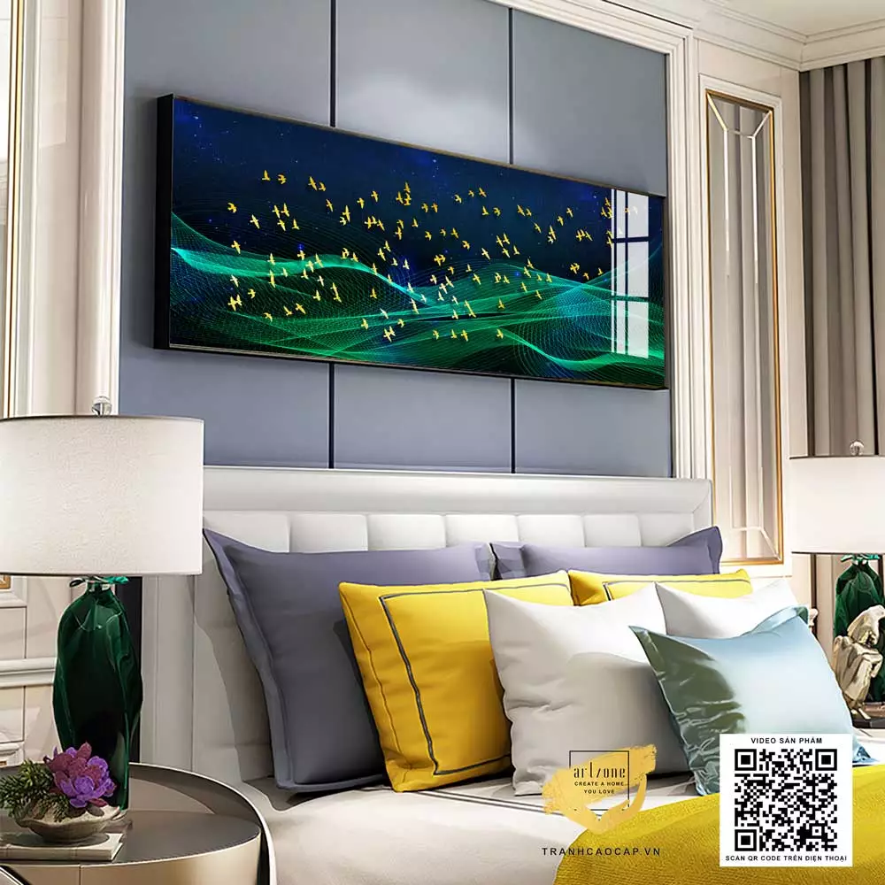 Tranh Decor Canvas phòng ngủ chung cư cao cấp Nhẹ nhàng 135*45 cm P/N: AZ1-0736-KC5-CANVAS-135X45