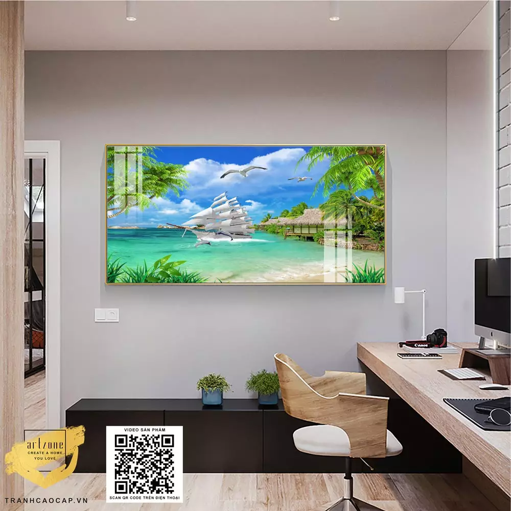 Tranh Thuận Buồm Xuôi gió Trang trí Spa Sang trọng in trên Canvas Size: 170X85 cm P/N: AZ1-1189-KC5-CANVAS-170X85