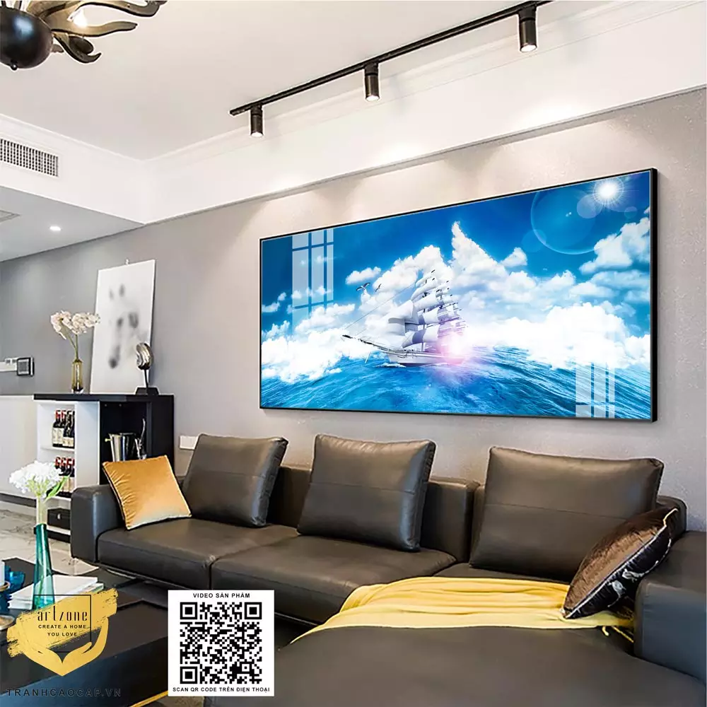Tranh Thuận Buồm Xuôi gió Treo tường in trên vải Canvas Phòng làm việc Giá rẻ Size: 100*50 P/N: AZ1-1194-KN-CANVAS-100X50