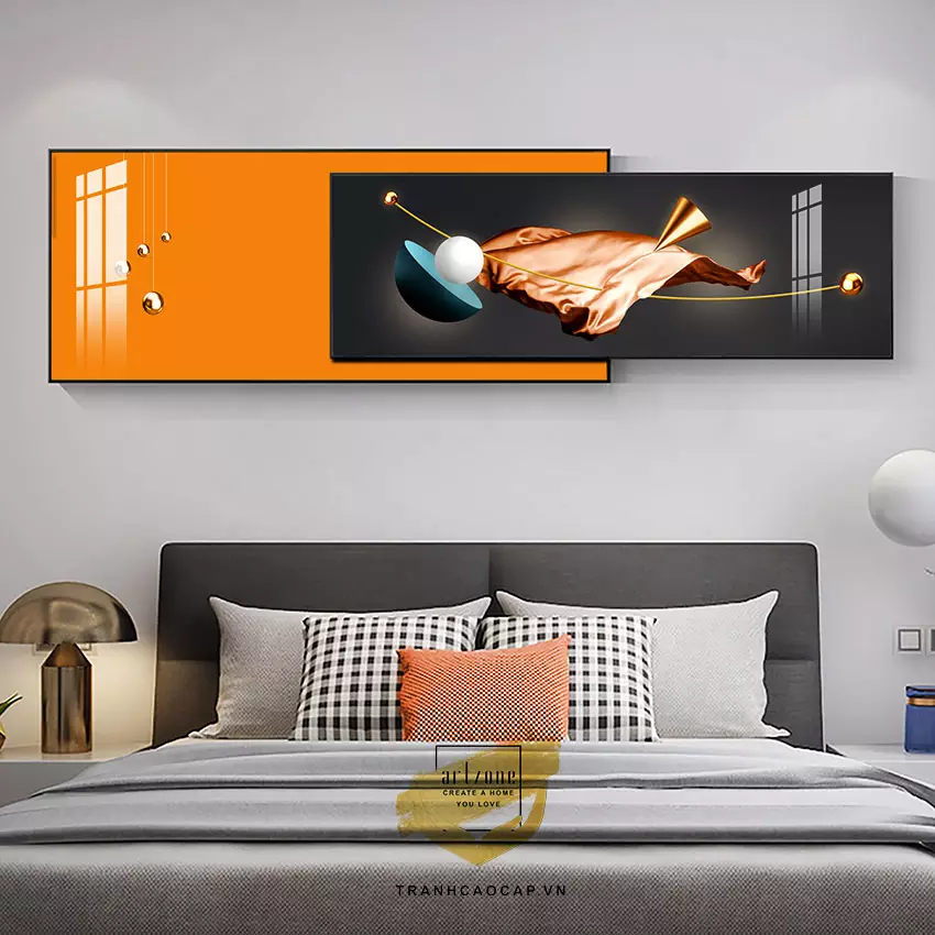 Tranh treo tường in trên vải Canvas phòng ngủ chung cư cao cấp giá xưởng 100*40-90*30 cm P/N: AZ2-0018-KN-CANVAS-100X40-90X30