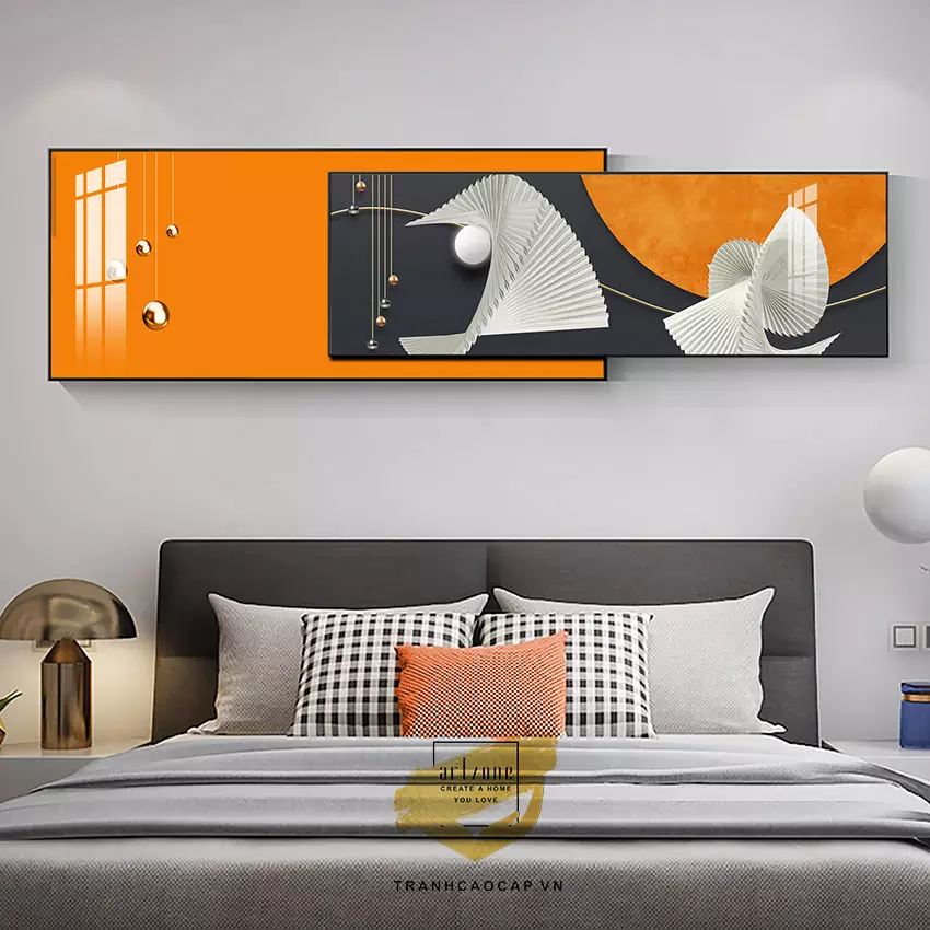 Tranh trang trí phòng ngủ Mica chung cư cao cấp Giá rẻ Size: 125*50-
