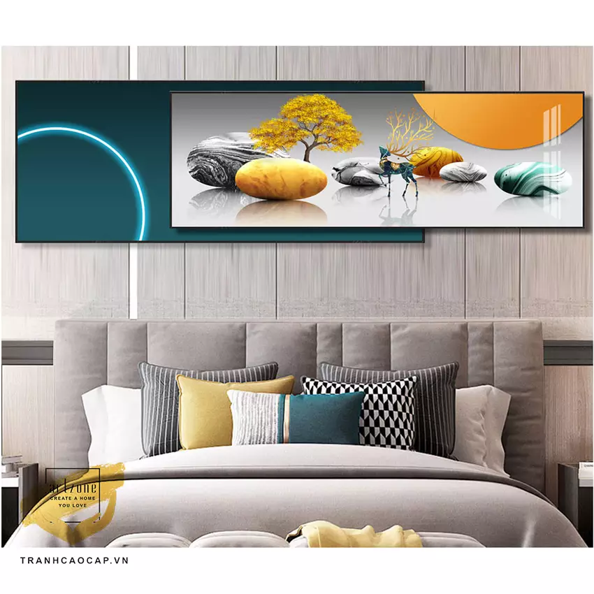Tranh Canvas Decor phòng ngủ chung cư cao cấp Chất lượng cao 150*60-150*50 P/N: AZ2-0095-KN-CANVAS-150X60-150X50