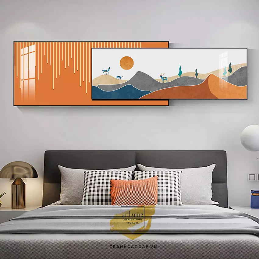 Tranh treo tường phòng ngủ chung cư cao cấp Đẹp in trên Canvas Size: 150X60-150X50 cm P/N: AZ2-0030-KN-CANVAS-150X60-150X50