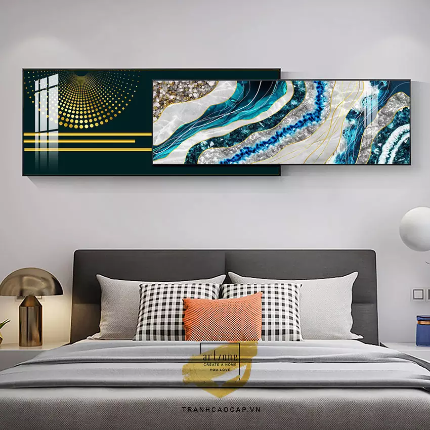 Tranh Decor phòng ngủ in trên Mica Đài loan chung cư cao cấp Đơn giản Size: 150X60-150X50 P/N: AZ2-0023-KN-MICA-150X60-150X50
